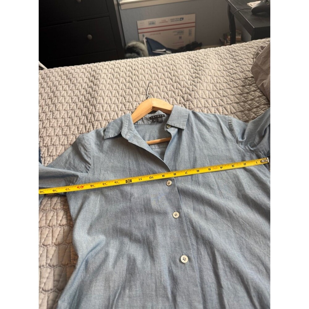 Theory Light Blue Chambray Style Shirt Dress Size 0 - Picture 7 of 7